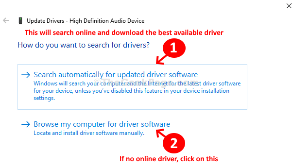 更新されたドライバーソフトウェアを自動的に検索するコンピューターを参照してドライバーソフトウェアを探す