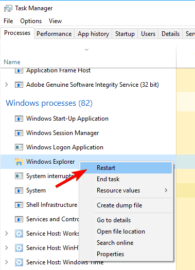 Käynnistä Windows Explorer uudelleen