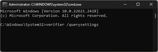 cmd_ verifier querysettings 