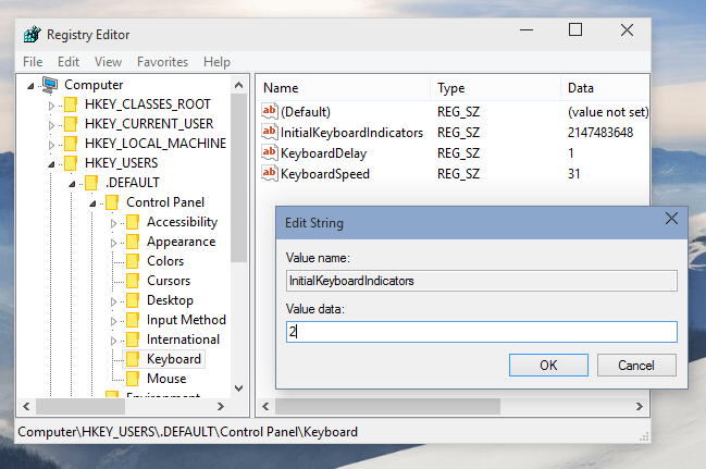 engedélyezze a numlock használatát a Windows 10 wind8apps alkalmazásban