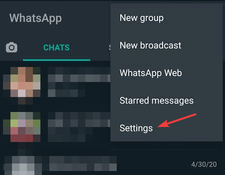 設定whatsappは何が起こるかをブロックします