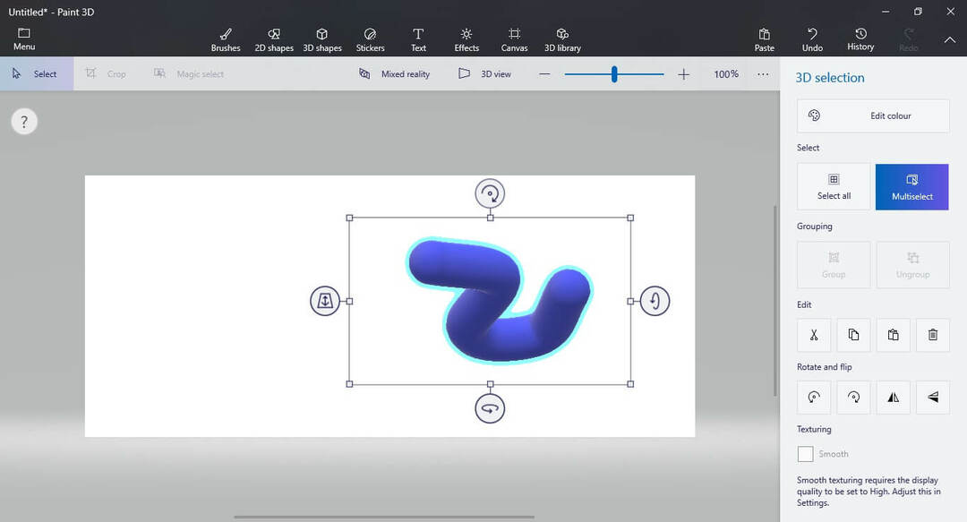 Como mover texto e objetos dentro do Paint 3D?