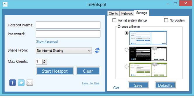 ρύθμιση mHotspot