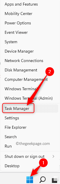 Windows ღილაკის მენიუ სამუშაო მენეჯერი მინ