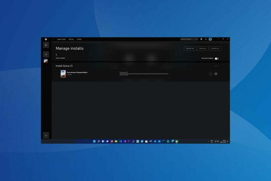 Downlods hängen beim Vorbereitungsbildschirm in der Xbox-App in Windows 11