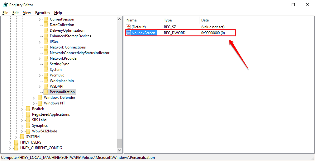 Deaktiver permanent låseskærm i Windows 10 / 8.1 / 8