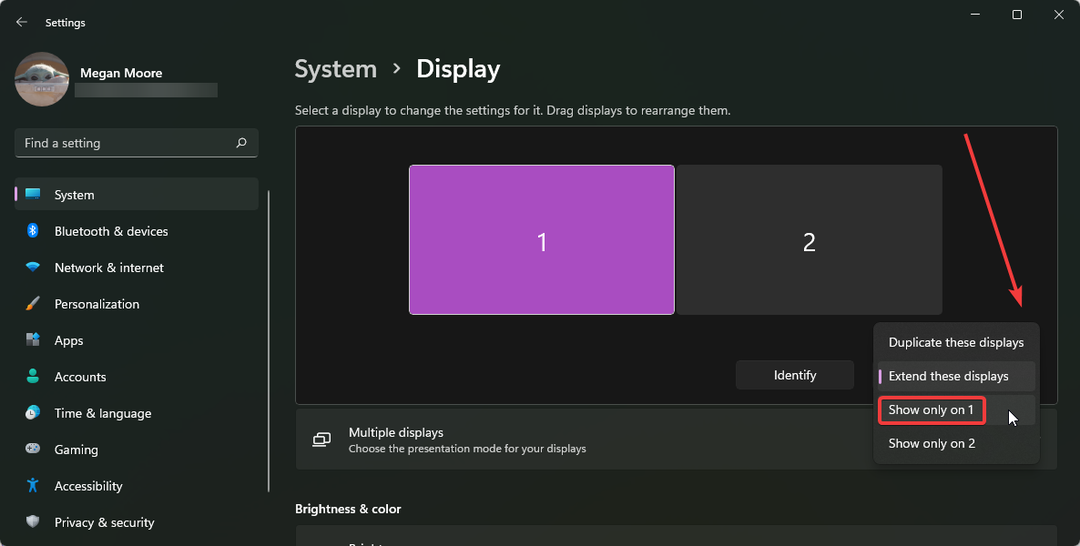 Näytä vain yhdellä näytöllä, jos Windows 11 uskoo, että sinulla on 2 näyttöä.