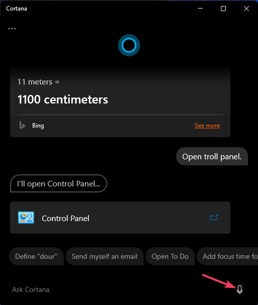 Možnost Speak to Cortana dvojité psaní na klávesnici systému Windows 11
