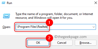 Exécuter les fichiers du programme Realtek Command Min