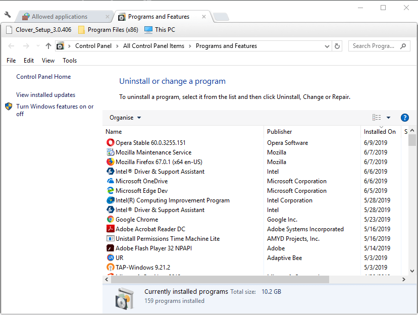 โปรแกรมและคุณสมบัติไฟร์วอลล์ Windows 10 บล็อก Google Chrome