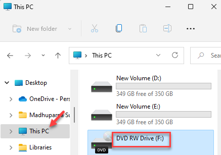 Fil Explorer Dieses PC-DVD-RW-Laufwerk