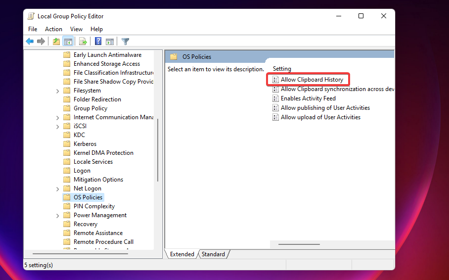 Dovoli nastavitev zgodovine odložišča Windows 11 zgodovina odložišča ne deluje