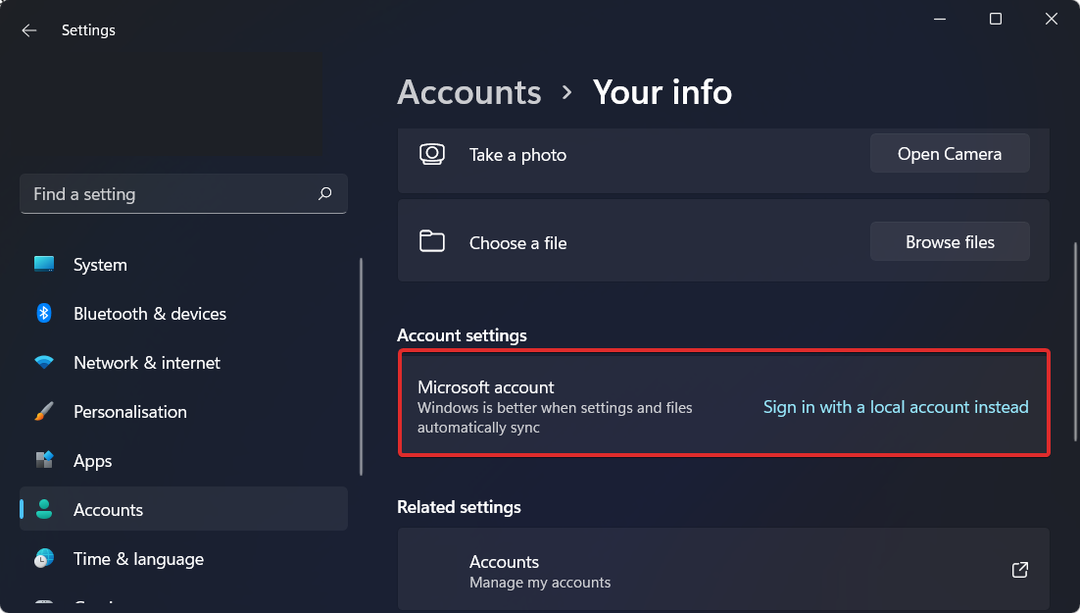 Configurazione dell'account Microsoft Windows 11 brez računa Microsoft