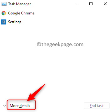 Task Manager Fare clic su Altri dettagli Min