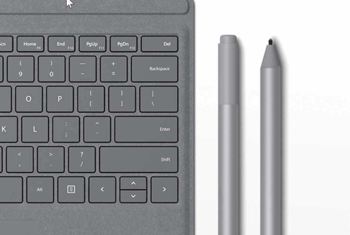 lápiz y teclado de superficie
