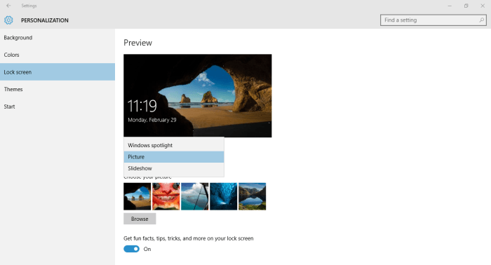 Matote skelbimus „Windows 10“ užrakinimo ekrane? Taip juos galima sustabdyti