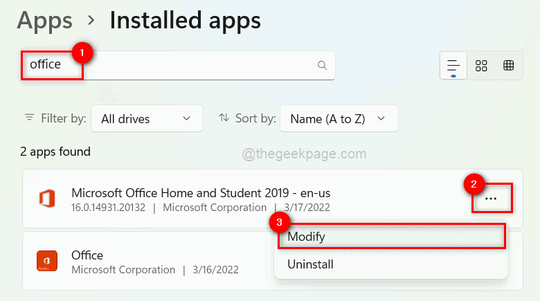 Otsige Office'ist Modify 11zon