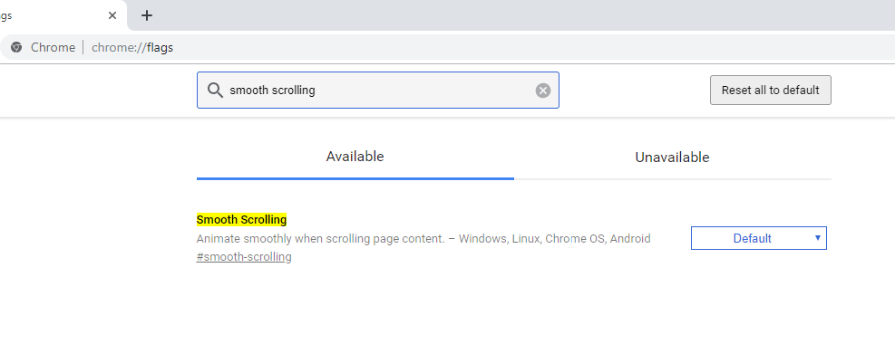 smooth scrolling settings chrome