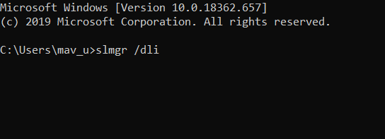 Comando slmgr / dli Corrigir erro de ativação do Windows 10 0x80041023