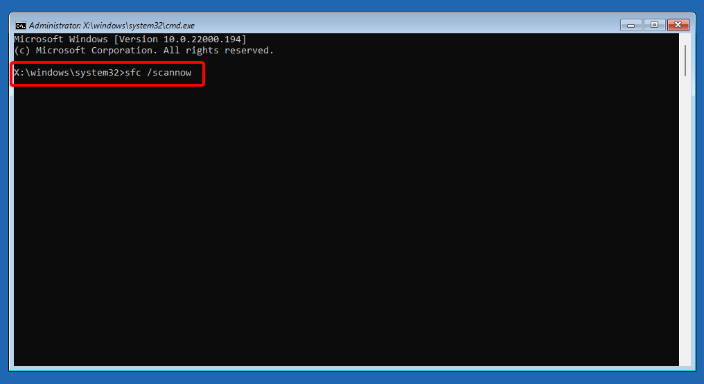 Eccezione comando sfc su file non valido Windows 11