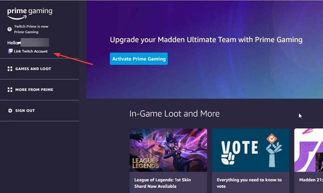Vincule a conta do Twitch para corrigir o jogo Amazon Prime que não está funcionando