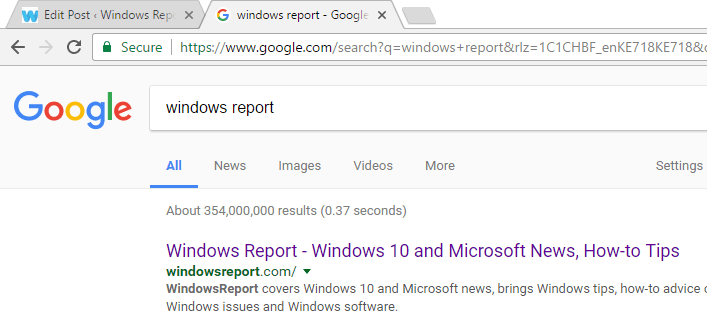 Google Chrome Windows-rapportsökning