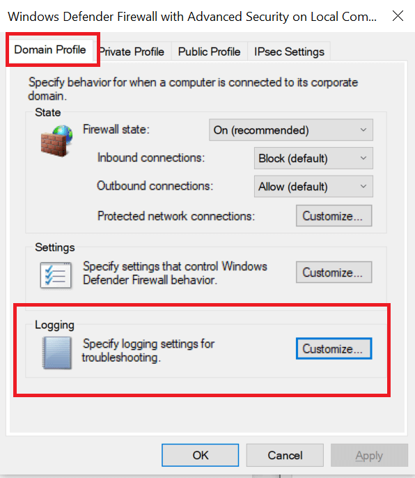 Windows Defenderin palomuuri, jossa on lisäsuojaus - Ominaisuudet