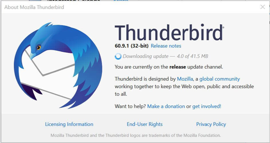 „Thunderbird“ neištrina pranešimų