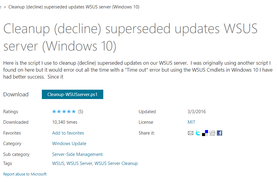 Temizleme Temizleme-WSUSserver.ps1 düğmesi Windows 10'da Windows Update Hatası 0x8024000b