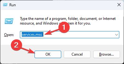 Services RUn naredba Windows 11 Zaslon se stalno osvježava