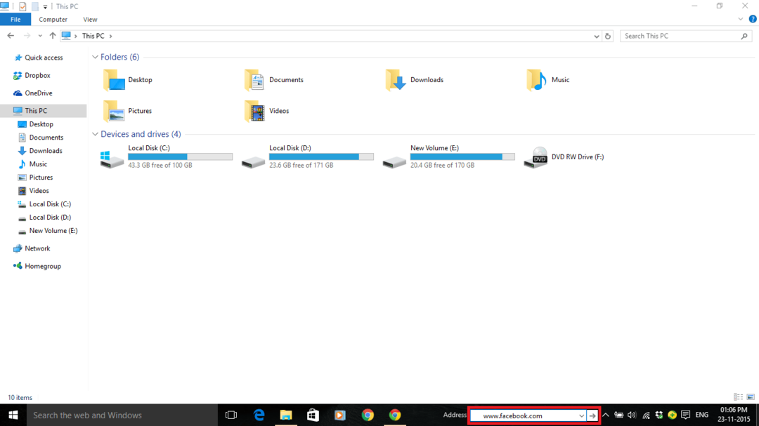 Kaip parodyti ir naudoti adresų įrankių juostą sistemoje „Windows 10“