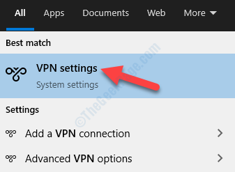 Reszult Fare clic con il tasto sinistro su Impostazioni VPN