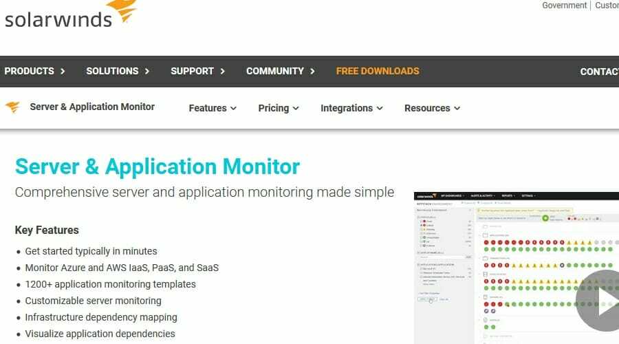 solarwinds сървър и монитор на приложения Софтуер за мониторинг на сървъри