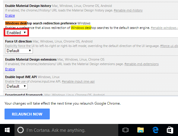 Windows 10 웹 검색을 Chrome 브라우저로 리디렉션하는 방법