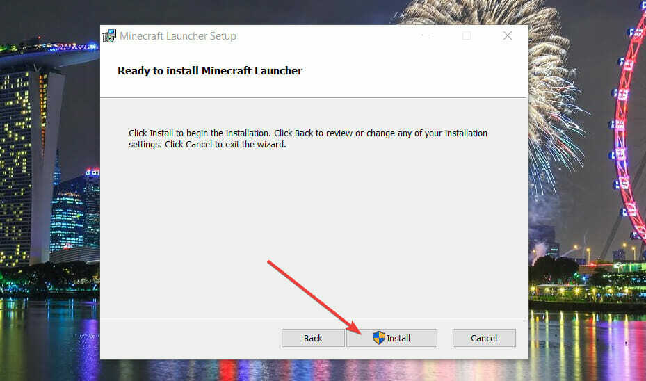 Die Schaltfläche " Installieren" Minecraft Download Windows 11