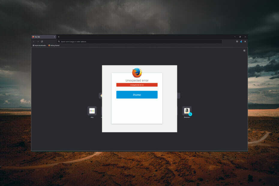 Özellik görüntüsü Firefox, pencerelerde beklenmeyen bir sorunla karşılaştı.