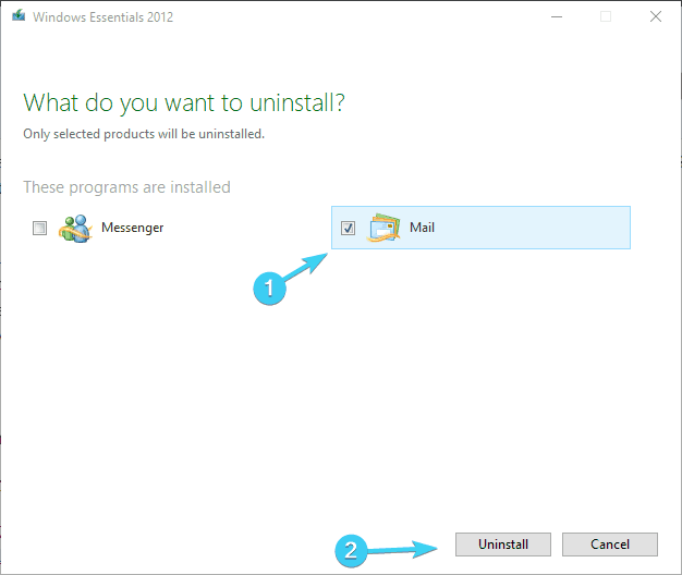 dezinstalați e-mailurile Windows Live Mail nu funcționează