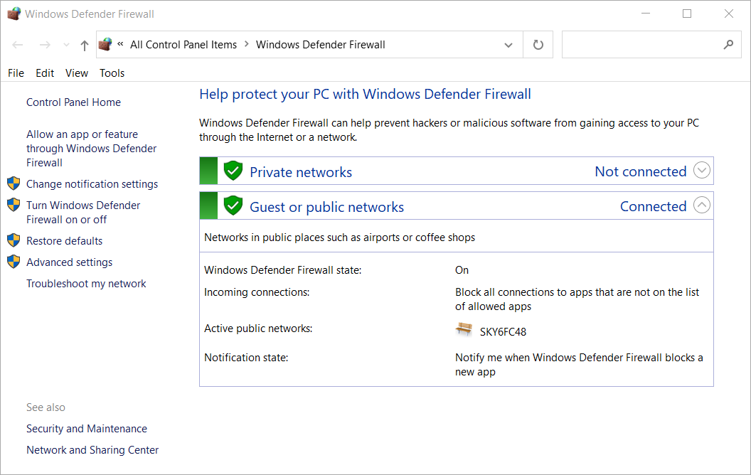 Firewall de Windows Defender forza horizon 4 que esta aplicación no puede abrir