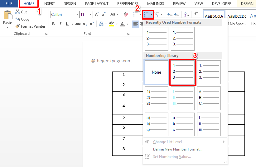 Microsoft Word 테이블에서 일련 번호 열을 빠르게 삽입하고 채우는 방법