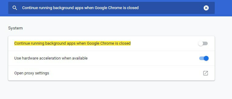 onemogočite aplikacije v ozadju, ko je Chrome zaprt