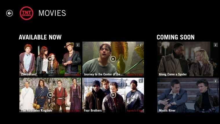 Mit der TNT-App für Windows können Sie ganze Folgen von TNT-Serien und -Filmen ansehen, kostenloser Download