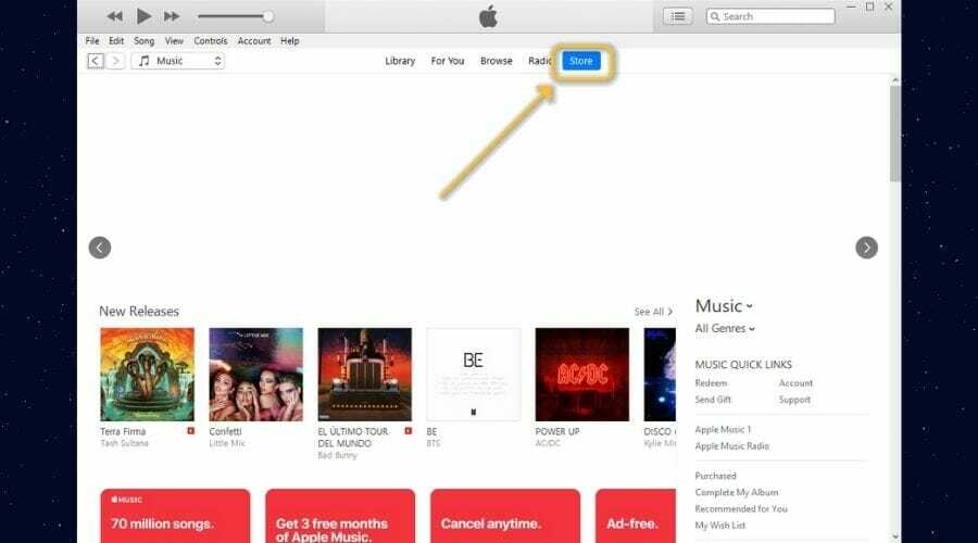 iTunes Store'i nupp