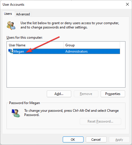 Натисніть свій обліковий запис Windows 7.
