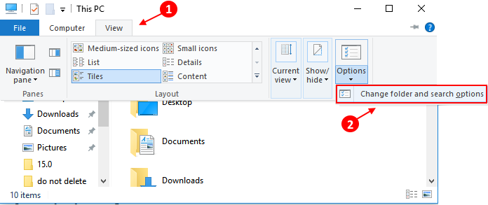 Alterar opções de pasta File Explorer Quick Access]