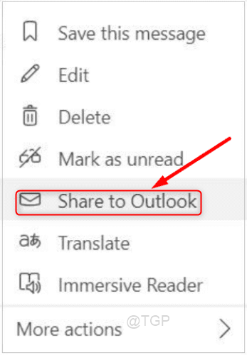 Megosztás az Outlook Teamsben Csevegési előzmények min