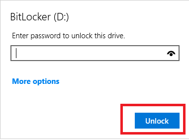 BitLocker Odkleni Vnesite geslo