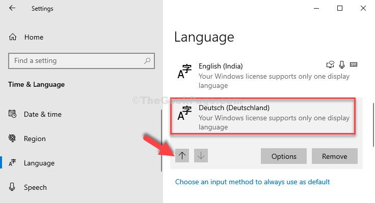 追加された言語言語の選択クリックアップ矢印デフォルト言語として設定