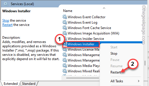 הפעל מחדש את Windows Installer Min