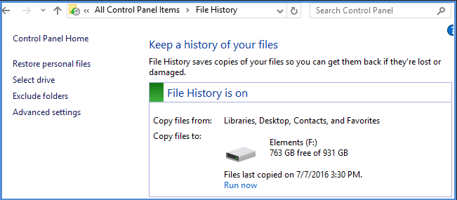 Bereinigung des Dateiversionsverlaufs