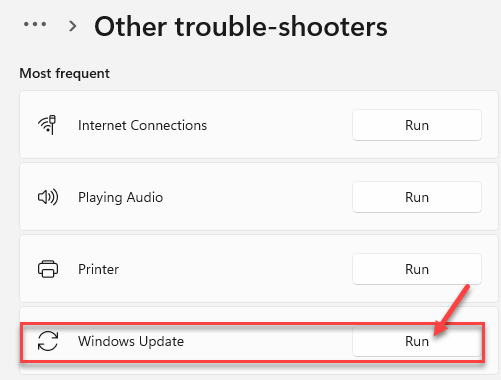 ตัวแก้ไขปัญหาอื่น ๆ เรียกใช้ Windows Update บ่อยที่สุด